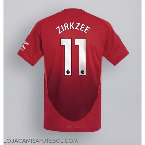 Camisa de Futebol Manchester United Joshua Zirkzee #11 Equipamento Principal 2024-25 Manga Curta